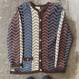 Vintage 90s Hasting & Smith Winter Color Knit Cardigan Sweater